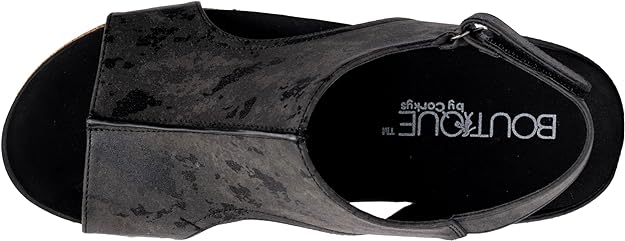 *Corkys Womens Volta II 2.25" Low Wedge Heel - Black Metallic