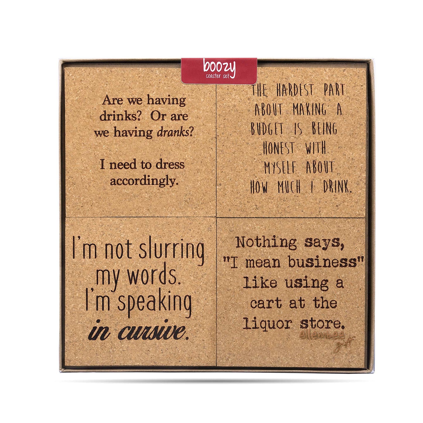 *Cork Coaster Set - Boozy