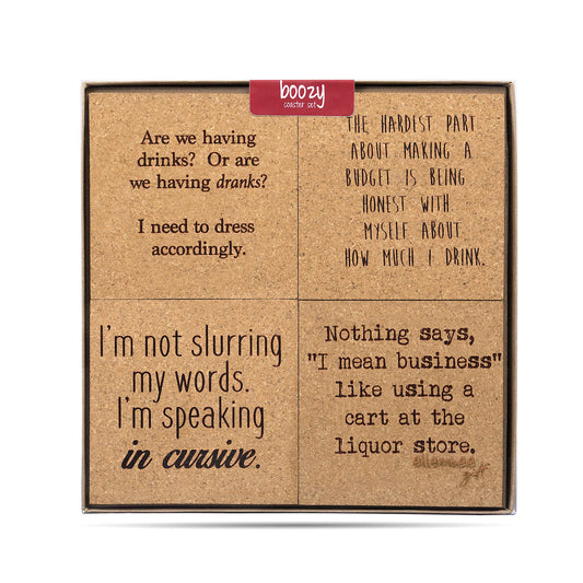 *Cork Coaster Set - Boozy