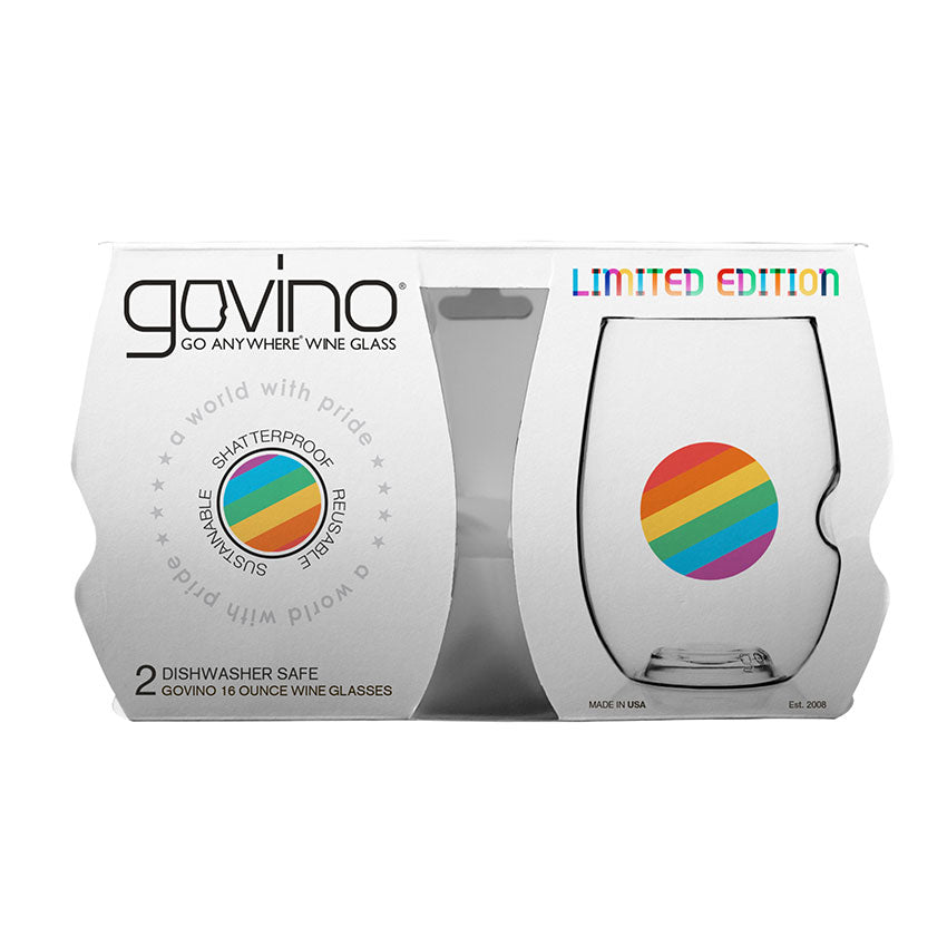 *Govino Flexible Shatterproof Reusable Wine Glasses | 16-oz Each 2 Pack | Pride