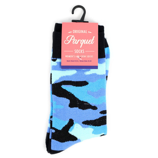 *Women's Color Camo Novelty Socks Blue