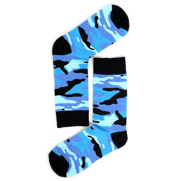 *Women's Color Camo Novelty Socks Blue