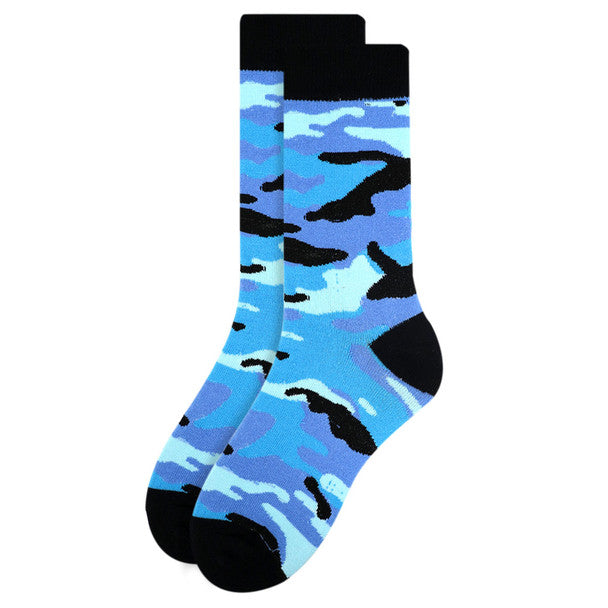 *Women's Color Camo Novelty Socks Blue