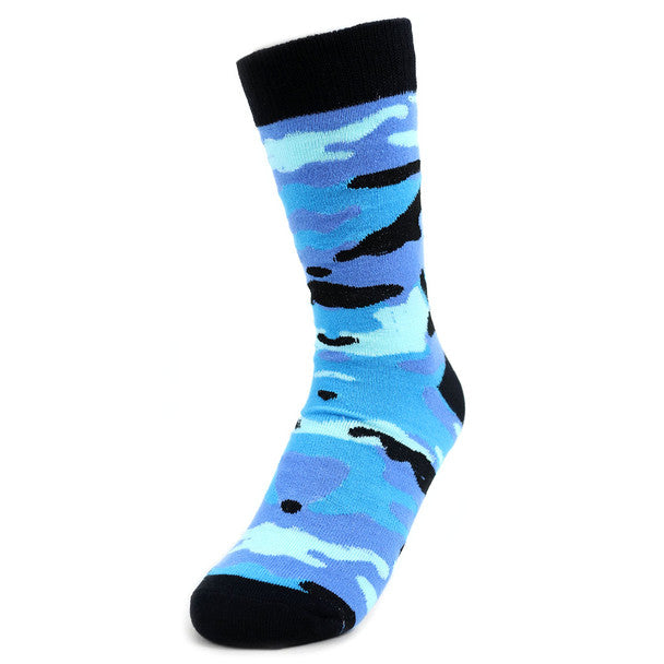 *Women's Color Camo Novelty Socks Blue