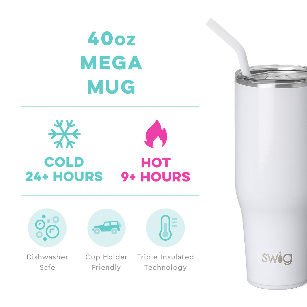 *SWIG Shimmer Diamond White Mega Mug (40oz)