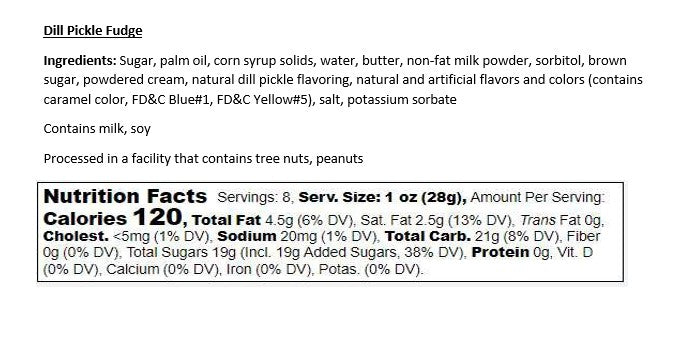 *Fudge - Dill Pickle (1/2 lb Package)
