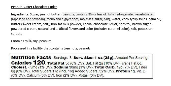 *Fudge - Peanut Butter Chocolate (1/2 lb Package)