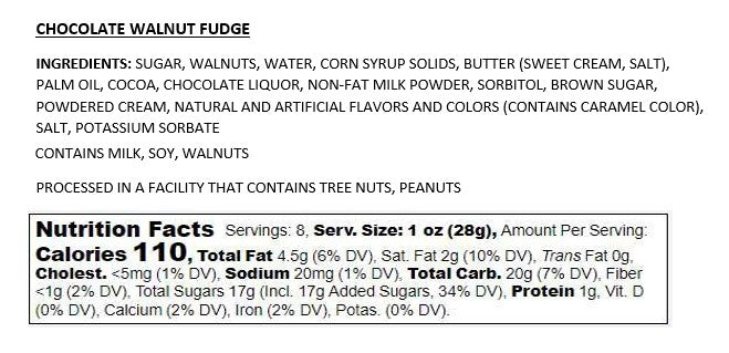 *Fudge - Chocolate Walnut (1/2 lb Package)